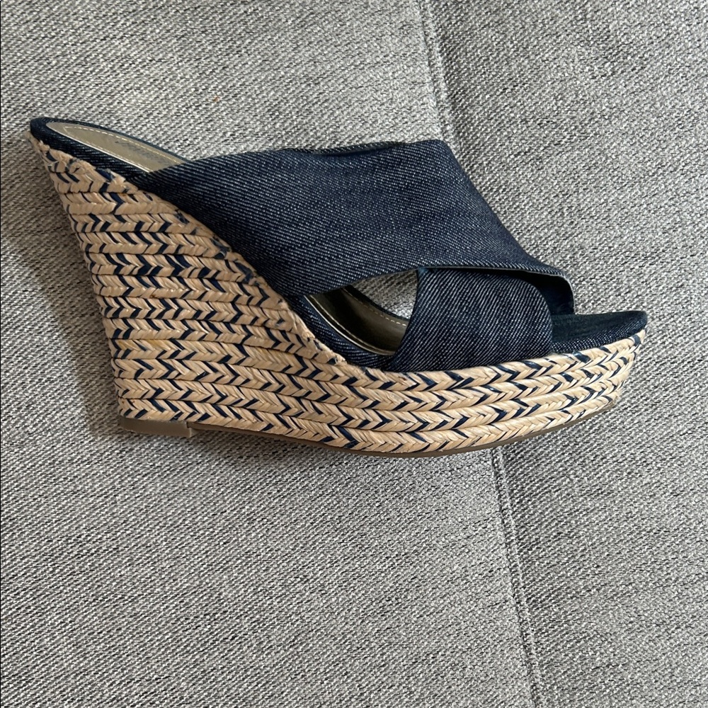 Jennifer Lopez Navy Denim Wedges